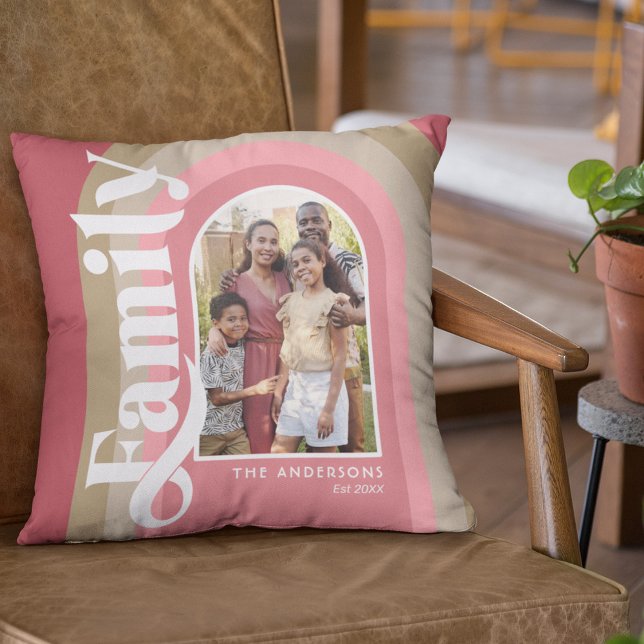 Retro Pink Arch Family Name Cushion (Creator Uploaded)