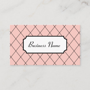 Retro Pink Argyle Business Cards