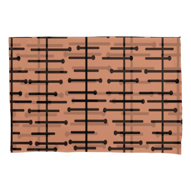 Retro Pink Atomic Lines Pillowcase (Front)