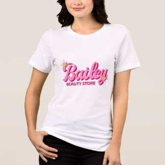 Retro Pink Beauty Salon Custom Staff T-Shirt Tri-Blend Shirt