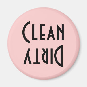 Retro Pink & Black Clean/Dirty Dishwasher Magnet
