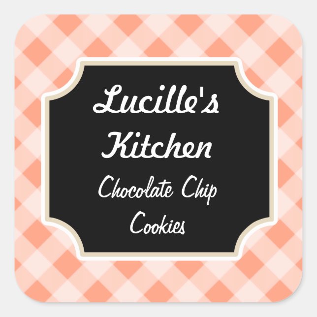 Retro Pink Black Custom Kitchen Gift Stickers (Front)