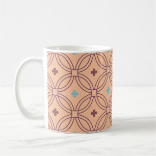 Retro Pink & Blue Interlocking Geometric Pattern Coffee Mug