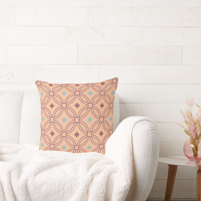 Retro Pink & Blue Interlocking Geometric Pattern Cushion (Couch)
