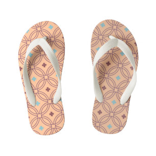 Retro Pink & Blue Interlocking Geometric Pattern Kid's Thongs