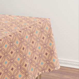 Retro Pink & Blue Interlocking Geometric Pattern Tablecloth