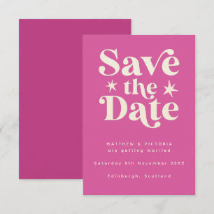 Retro Pink Boho Simple Save the Date Card