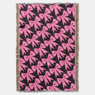 Retro Pink Bows Throw Blanket Gift