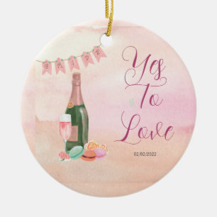 Retro pink bridal shower ceramic ornament