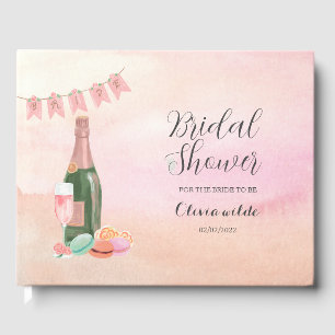 Retro pink bridal shower guest book