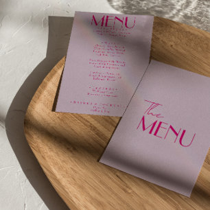 Retro Pink Bright Funky Modern French Wedding Menu