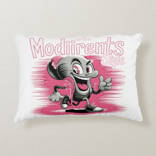 Retro Pink Cartoon Character Accent Pillow (Front)