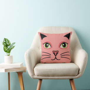 Retro Pink Cat Cushion
