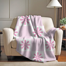 Retro Pink Chequered Floral Pattern
