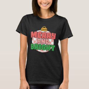 Retro Pink Christmas Merry Beautiful Bright Xmas B T-Shirt