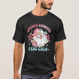Retro Pink Christmas Santa s Favorite PEDS Nurse P T-Shirt