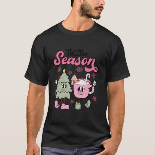 Retro Pink Christmas Tis The Season Xmas Tree Coff T-Shirt
