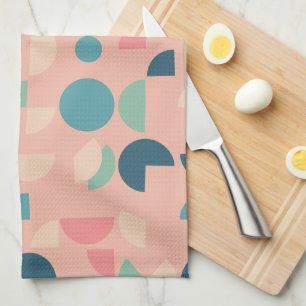 Retro Pink Colourful Modern Geometric Tribal Tea Towel
