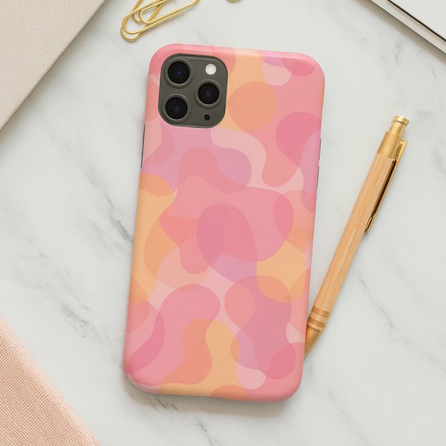 Retro Pink Colours Amorphous Shapes Art Pattern iPhone Case (Creator Uploaded)