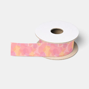 Retro Pink Colours Amorphous Shapes Art Pattern Satin Ribbon
