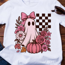 Retro Pink Coquette Ghost Girl with Bow Halloween