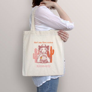 Retro Pink Cowgirl Disco Ball Birthday Gift Tote Bag
