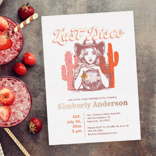 Retro Pink Cowgirl Last Disco Bachelorette Party