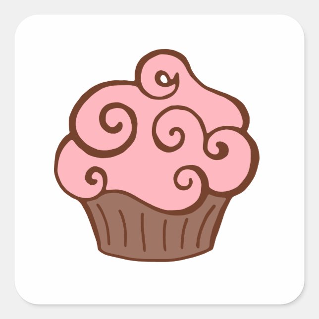 Retro Pink Cupcake Stickers (Front)