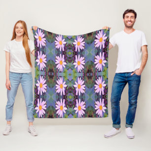 Retro Pink Daisy Flower Pattern Fleece Blanket