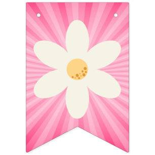 Retro Pink Daisy Sunburst Bunting Flags – Groovy B