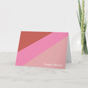 Retro Pink Diagonal Stripe Personalised Stationery Card