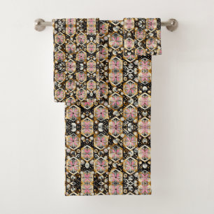 Retro Pink Diamond Mid Century Modern Towel Set