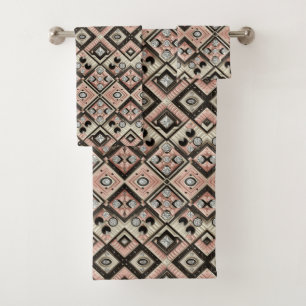 Retro Pink Diamond Mid Century Modern Towel Set