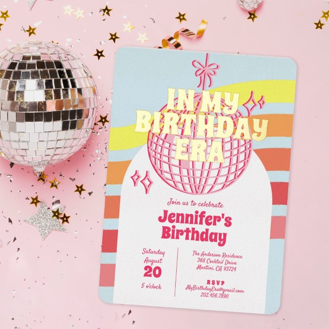 Retro Pink Disco Ball In My Birthday Era Gold (Creator Uploaded)