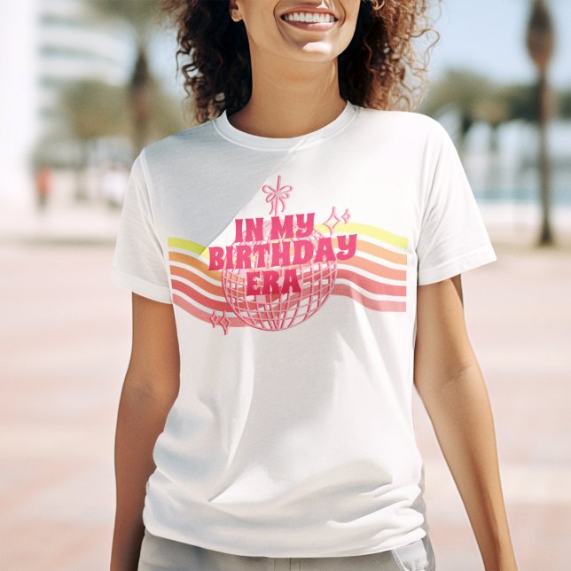 Retro Pink Disco Ball In My Birthday Era Party T-Shirt (Creator Uploaded)