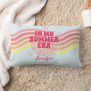 Retro Pink Disco Ball In My Summer Era Lumbar Cushion