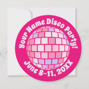 Retro Pink Disco Ball PERSONALIZED Invitation