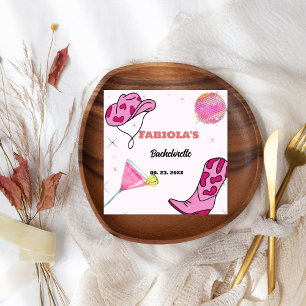 Retro Pink Disco Cowgirl Western Bachelorette Napkin