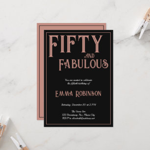Retro Pink "Fifty and Fabulous" 50th Birthday Invitation