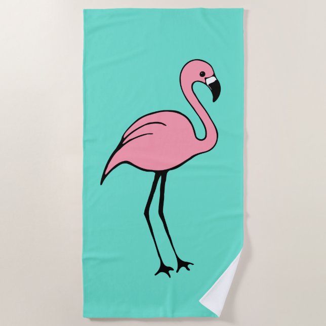 Retro Pink Flamingo Beach Pool Towel Vacation Gift (Front)