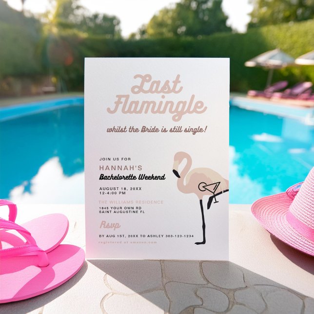 Retro Pink Flamingo Last Flamingle Bachelorette Invitation (Creator Uploaded)