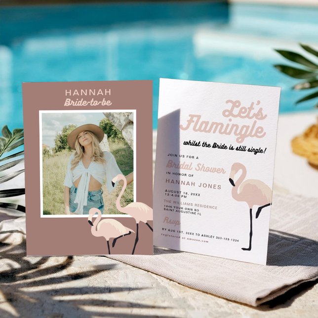 Retro Pink Flamingo Lets Flamingle Bridal Shower Invitation (Creator Uploaded)