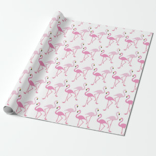 Retro Pink Flamingo Pattern Theme Exotic Bird Wrapping Paper