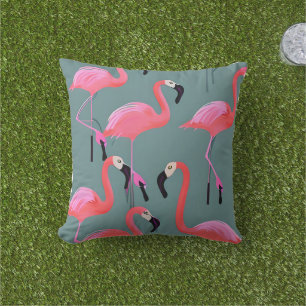 Retro pink flamingos cushion