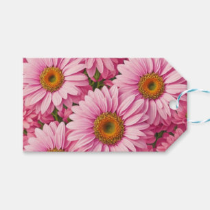 Retro pink floral daisy pattern gift tags