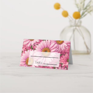 Retro pink floral daisy pattern place card
