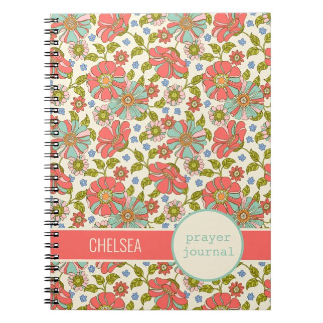 Retro Pink Floral Personalised Prayer Journal (Front)
