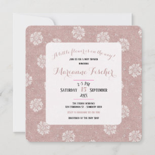 Retro pink floral William Morris Girl Baby Shower