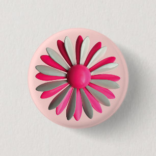 Retro PINK Flower - Bouquet Spring Summer Garden 3 Cm Round Badge