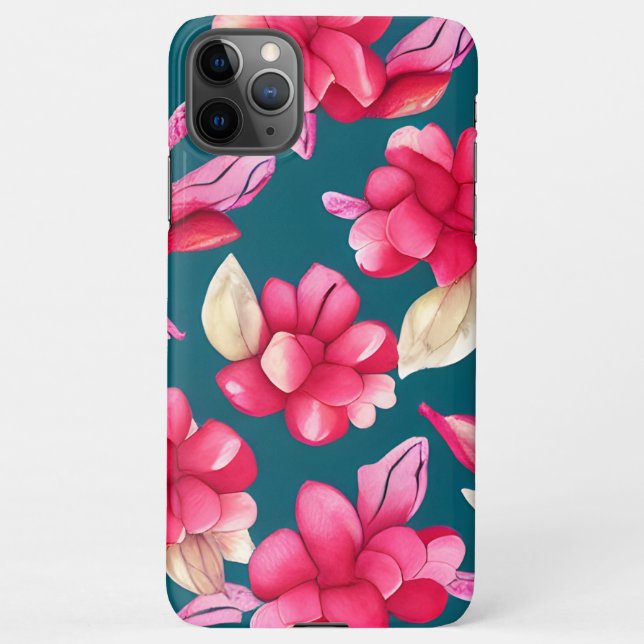Retro Pink Flowers Pattern  iPhone Case (Back)